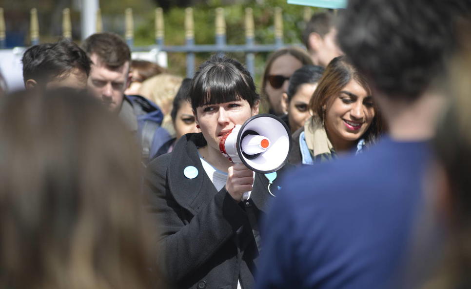 Crowd Female Doctor Megaphone