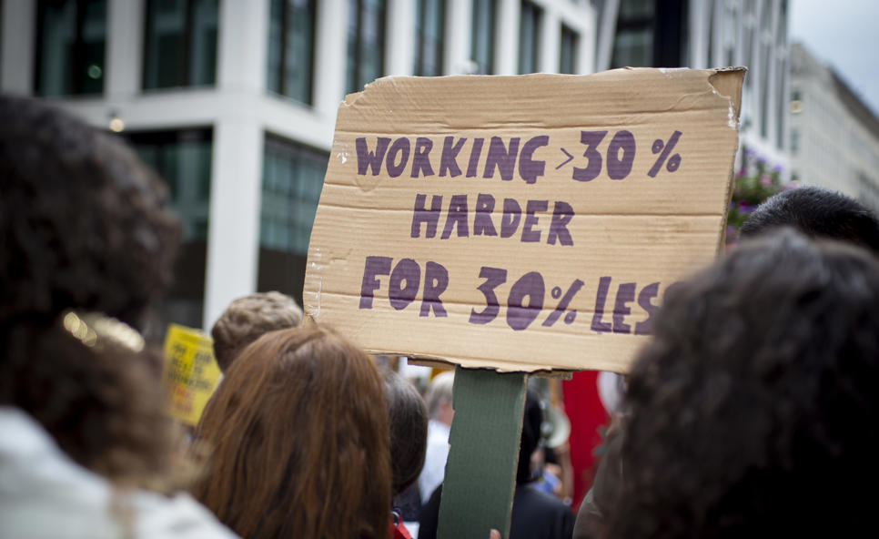 BMA Junior doctor pay protest with placards July 2022